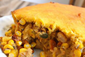 Hearty Tamale Pie with Golden Cornbread Topping Delight